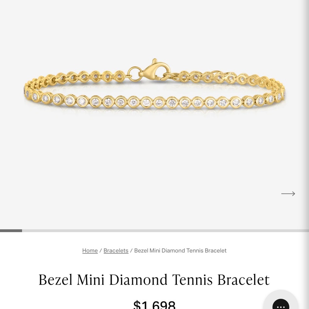 Ring Concierge Mini Bezel Diamond Eternity Tennis Bracelet 14K Yellow Gold- NWT
